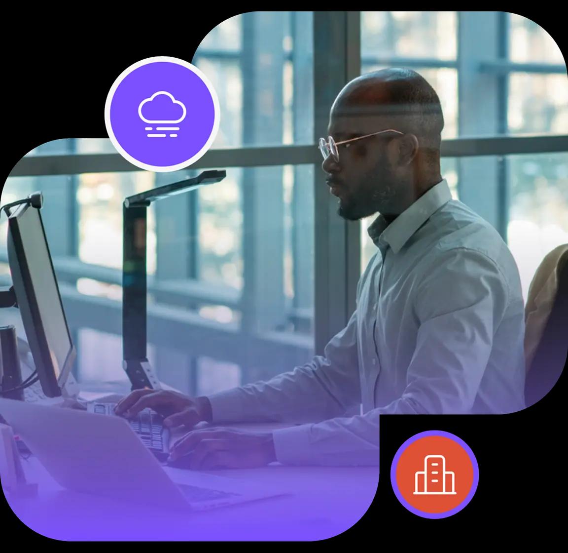 Man coding on his seat