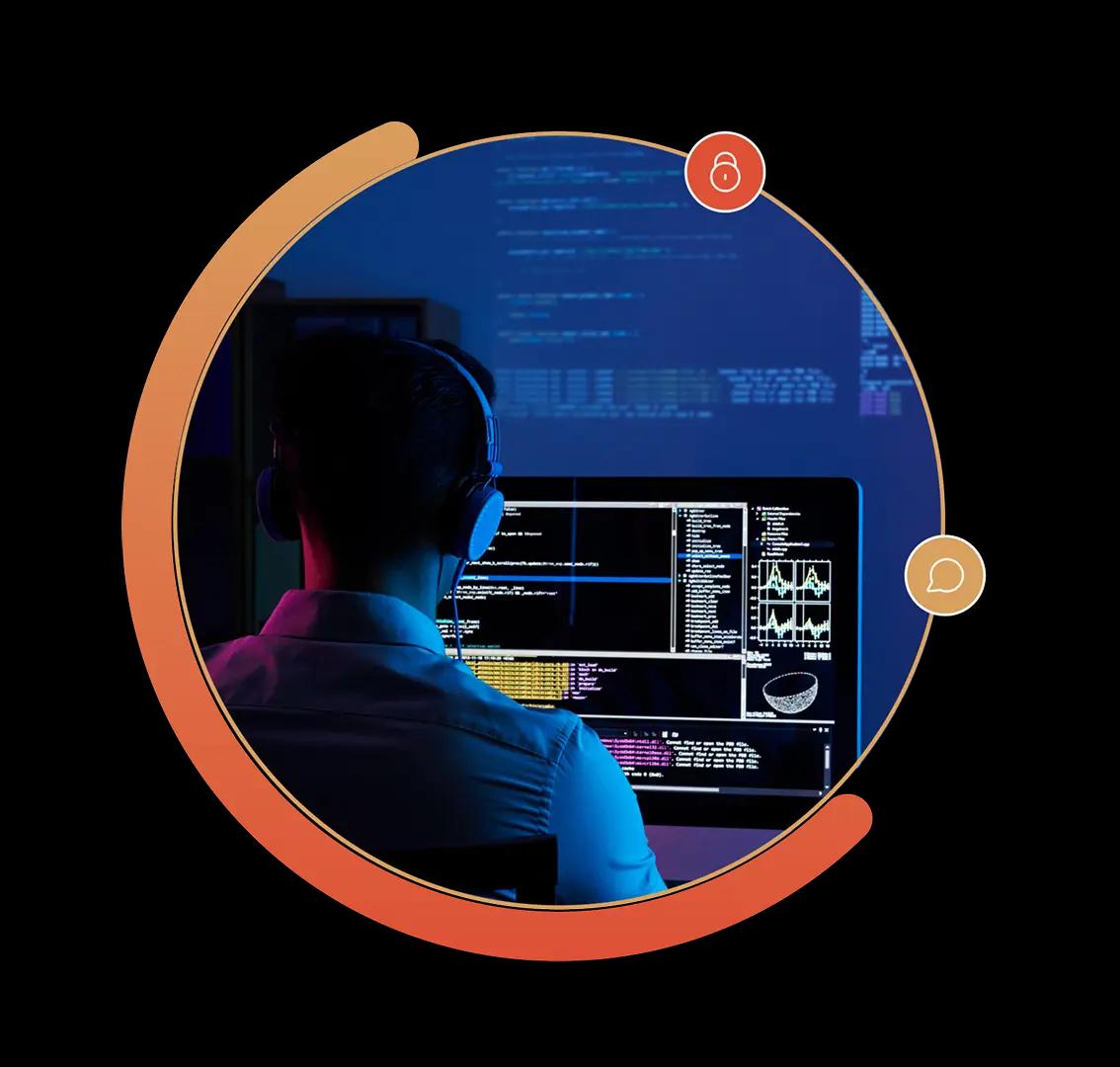 Man seating viewing trade on his computer