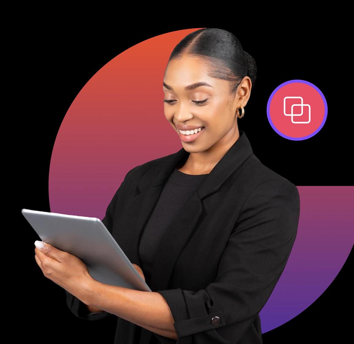 Lady holding an iPad